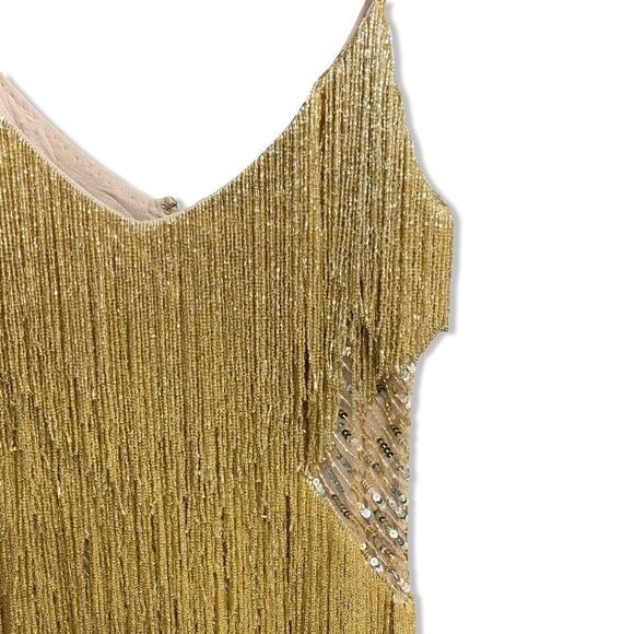 NADINE MERABI Tammy Gold beaded Mini Dress fringe $795 Revolve NWT 6 - Picture 14 of 16
